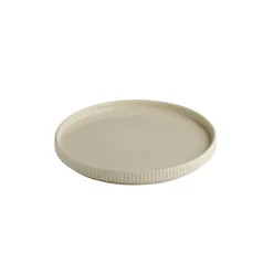 Assiette plate bord droit rond beige porcelaine Ø 23 cm The Grid - APS Online