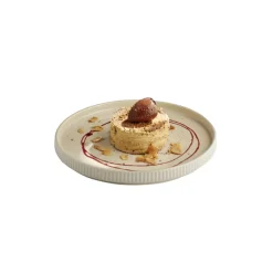 Assiette plate bord droit rond beige porcelaine Ø 23 cm The Grid - APS Online