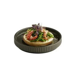 APS Assiette plate bord droit rond marron porcelaine Ø 14 cm The Grid Discount