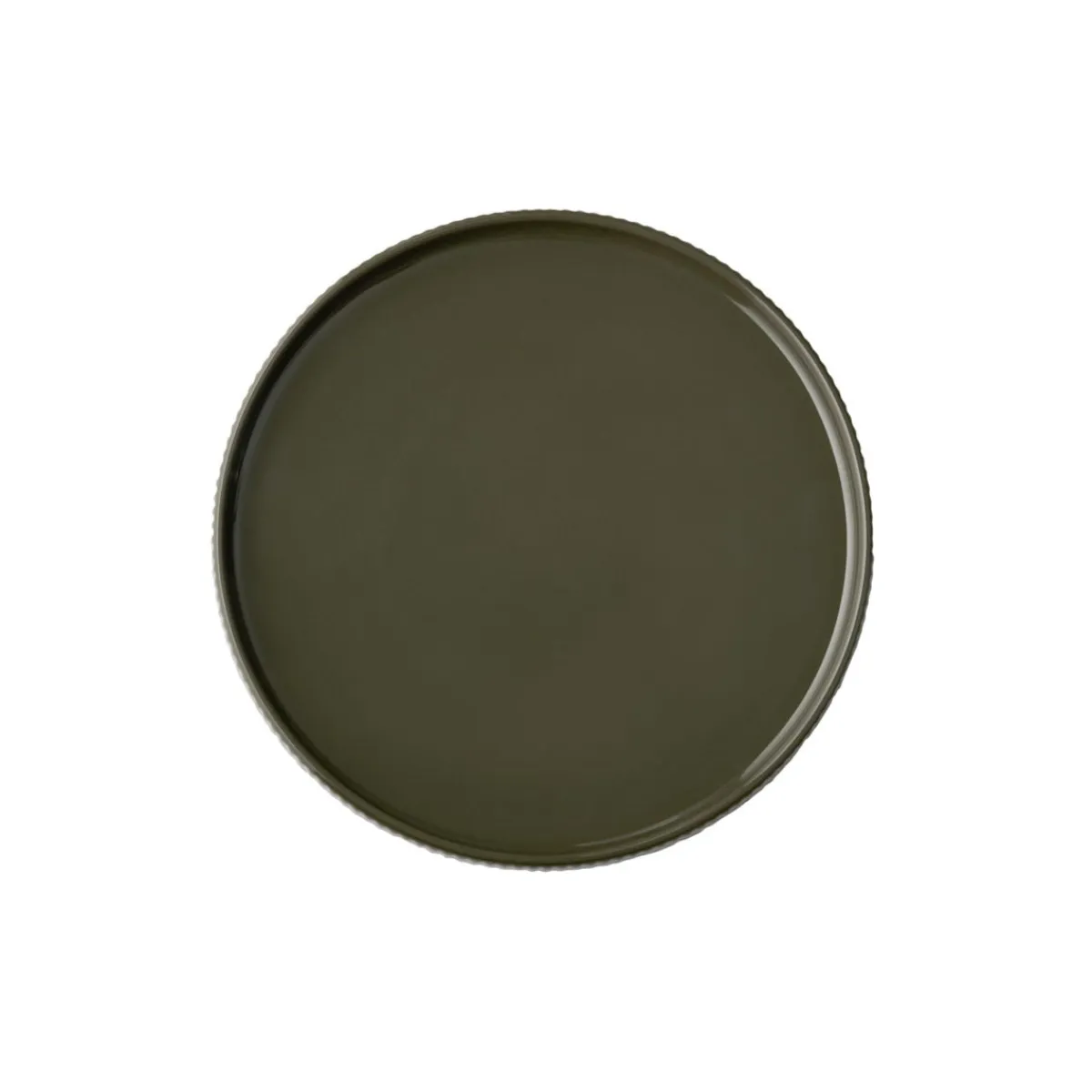 Assiette plate bord droit rond marron porcelaine Ø 23 cm The Grid - APS New