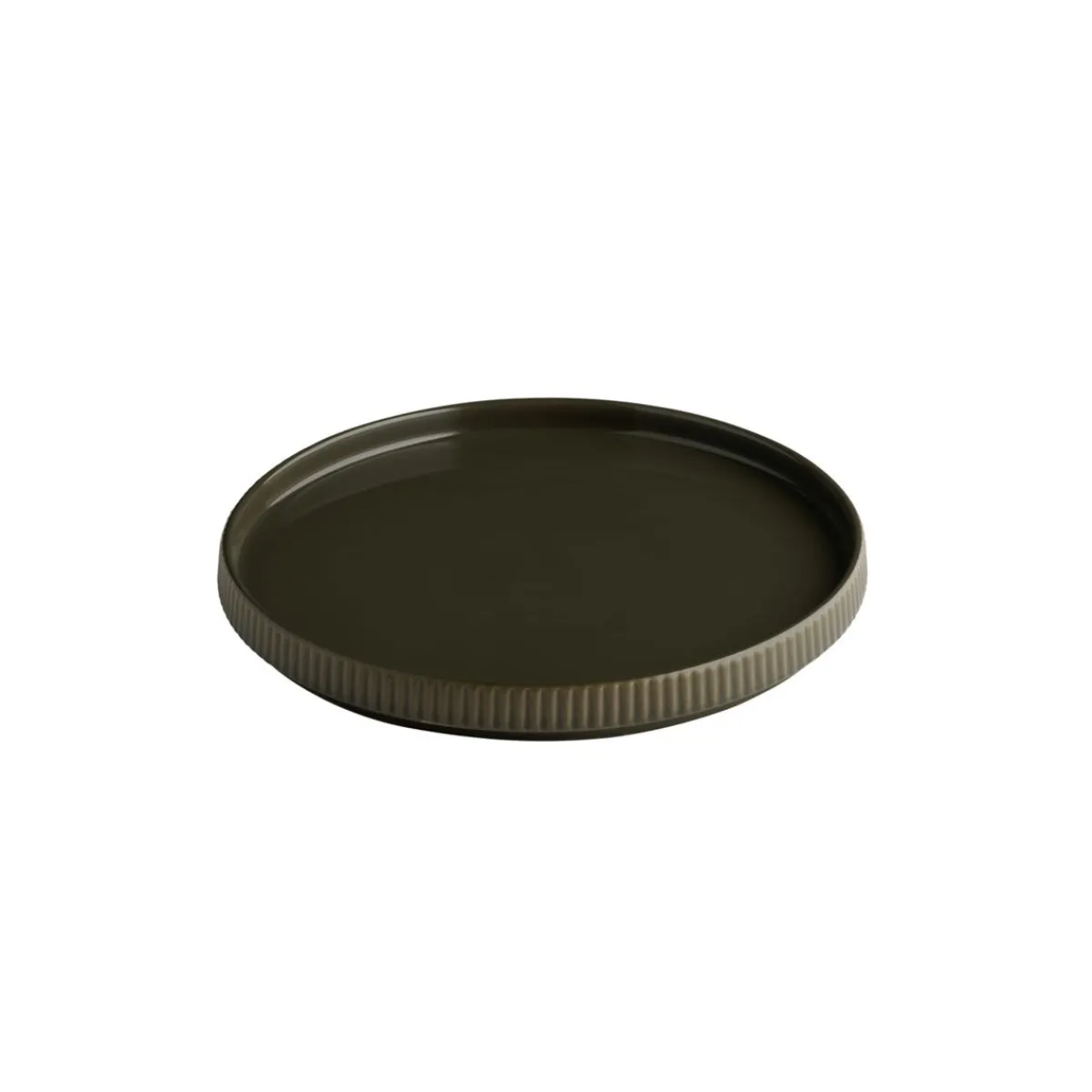 Assiette plate bord droit rond marron porcelaine Ø 23 cm The Grid - APS New