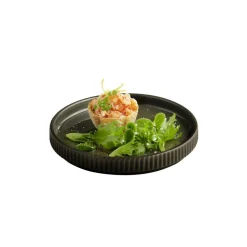 Assiette plate bord droit rond marron porcelaine Ø 16 cm The Grid - APS Outlet