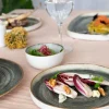 Assiette plate bord droit rond gris anthracite porcelaine Ø 27 cm Terra - PRO.MUNDI Clearance