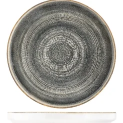 Assiette plate bord droit rond gris anthracite porcelaine Ø 25 cm Terra - PRO.MUNDI Clearance