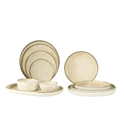 PRO.MUNDI Assiette plate bord droit rond beige porcelaine Ø 25 cm Lunéa Discount