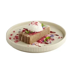 Assiette plate bord droit rond beige porcelaine Ø 20 cm The Grid - APS Clearance