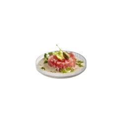 Assiette plate bord droit rond transparent verre Ø 16 cm The Grid - APS Outlet