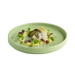 APS Assiette plate bord droit rond vert porcelaine Ø 20 cm The Grid Outlet