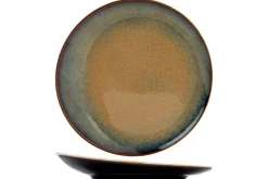 Assiette plate à bord incurvé rond noir porcelaine Ø 18 cm Bogota - PROOF