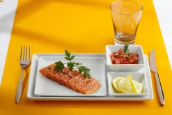 Assiette plate carré blanc porcelaine vitrifiée 21x21 cm Edina - PRO.MUNDI Best