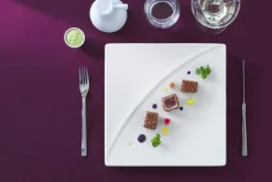Assiette plate carré blanc porcelaine vitrifiée 12,5x12,5 cm Moon - RAK Hot