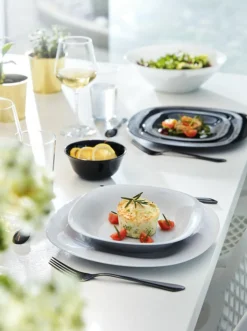 Assiette plate carré blanc verre opal 19x19 cm Carine - LUMINARC Best