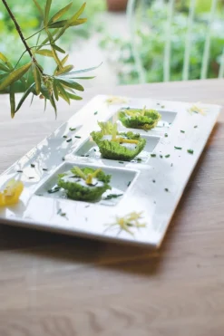 Assiette plate carré ivoire porcelaine vitrifiée 14,2x14,2 cm Allspice - RAK Discount