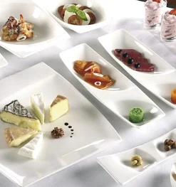 Assiette plate carré ivoire porcelaine vitrifiée 32,2x29,1 cm Mazza - RAK Clearance