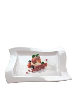 Assiette plate carré ivoire porcelaine vitrifiée 27x27 cm New Wave - VILLEROY & BOCH Outlet