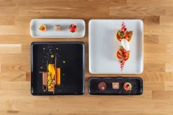 RAK Assiette plate carré noir porcelaine 24x24 cm Fractal New