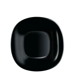 LUMINARC Assiette plate carré noir verre trempé 19x19 cm Carine Hot
