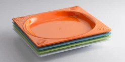 Assiette plate carré orange copolyester 23,5x23,5 cm Vaisselle Copolyester - SAINT ROMAIN New