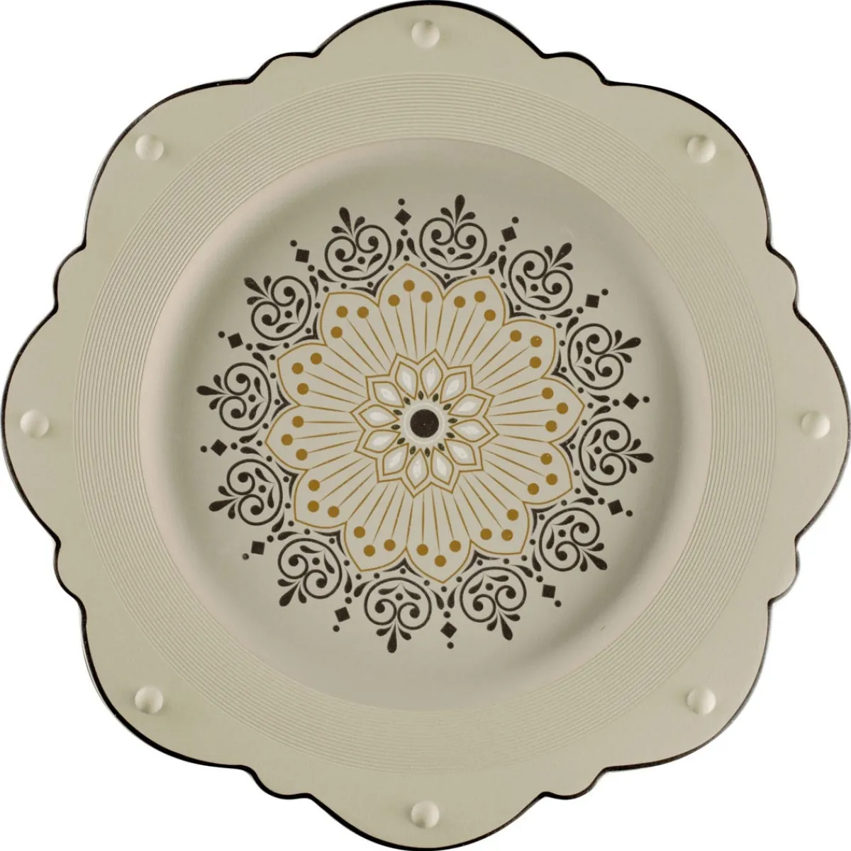 RAK Assiette plate octogonal Argila Décor Cartagena porcelaine Ø 33,1 cm Earth Clearance