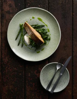 DUDSON Assiette plate organique vert porcelaine vitrifiée Ø 29 cm Harvest Grain Sale