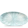 CHURCHILL Assiette plate ovale Aquamarine porcelaine vitrifiée 34,7x17,3 cm Stone Aquamarine Clearance