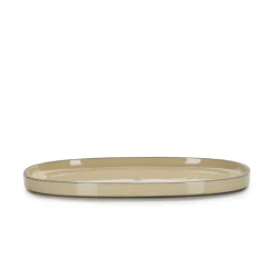 REVOL Assiette plate ovale beige porcelaine culinaire 35,5x21,8 cm  Caractère Sale