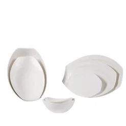 PRO.MUNDI Assiette plate ovale blanc porcelaine 31x18 cm Matcha Sale