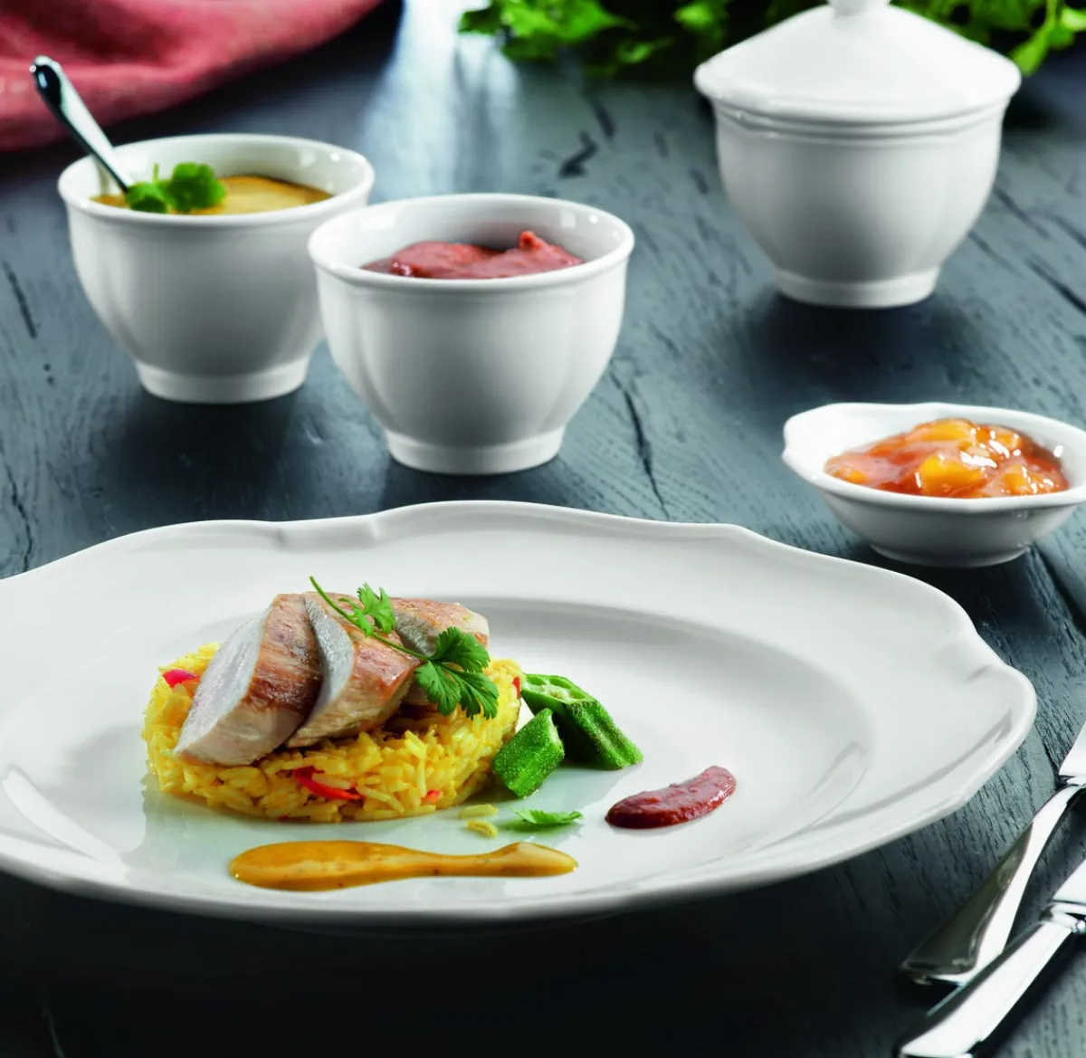 VILLEROY & BOCH Assiette plate ovale blanc porcelaine 30x23 cm La Scala Hot