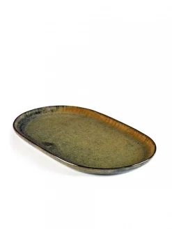 SERAX Assiette plate ovale indi grey grès émaillé 25x15 cm Surface Clearance