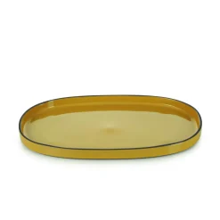 Assiette plate ovale jaune porcelaine culinaire 35,5x21,8 cm  Caractère - REVOL