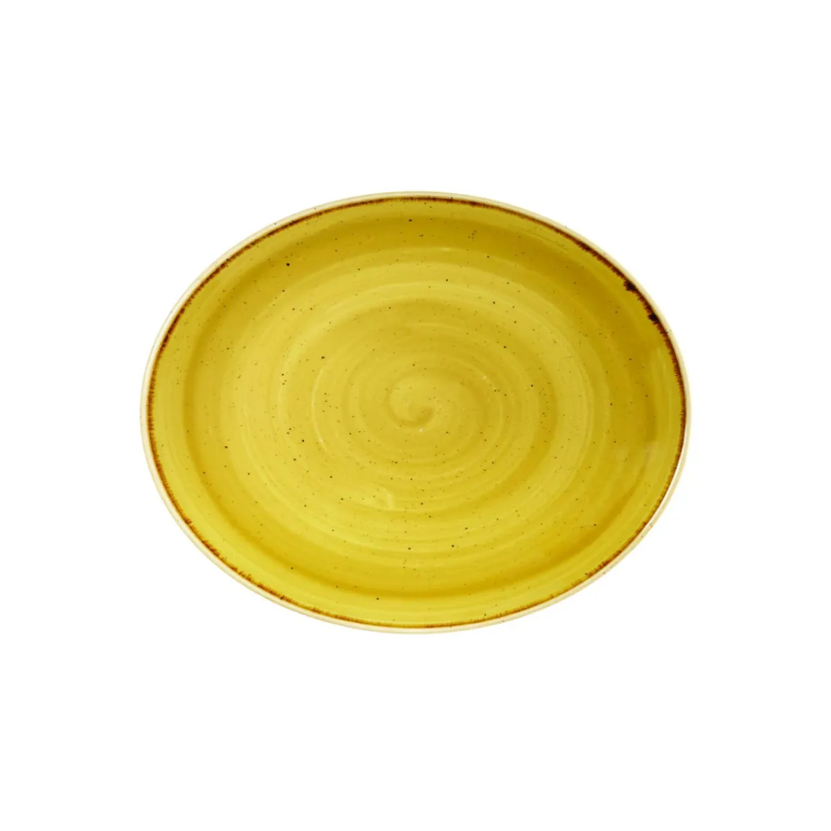 Assiette plate ovale Mustard porcelaine vitrifiée 19,2x16 cm Stonecast Mustard - CHURCHILL