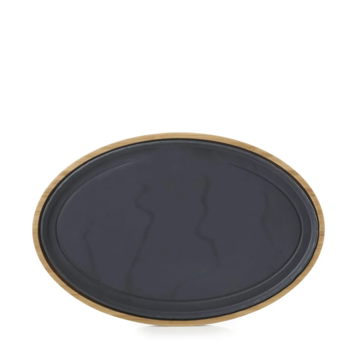 REVOL Assiette plate ovale noir porcelaine culinaire 35x22,9 cm Basalt