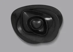 Assiette plate ovale noir porcelaine vitrifiée 32,8x25,1 cm Shaped - RAK Sale