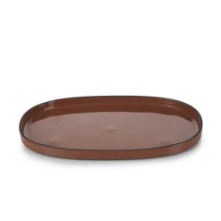 REVOL Assiette plate ovale rouge porcelaine culinaire 35,5x21,8 cm Caractère Clearance