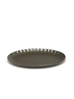 Assiette plate ovale vert grès émaillé 25x17,5 cm Inku - SERAX