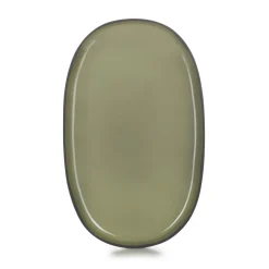 REVOL Assiette plate ovale vert porcelaine culinaire 35,5x21,8 cm Caractère New