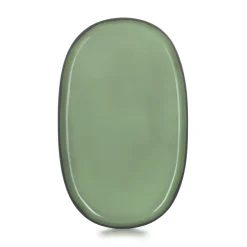 Assiette plate ovale vert porcelaine culinaire 35,5x21,8 cm  Caractère - REVOL Hot