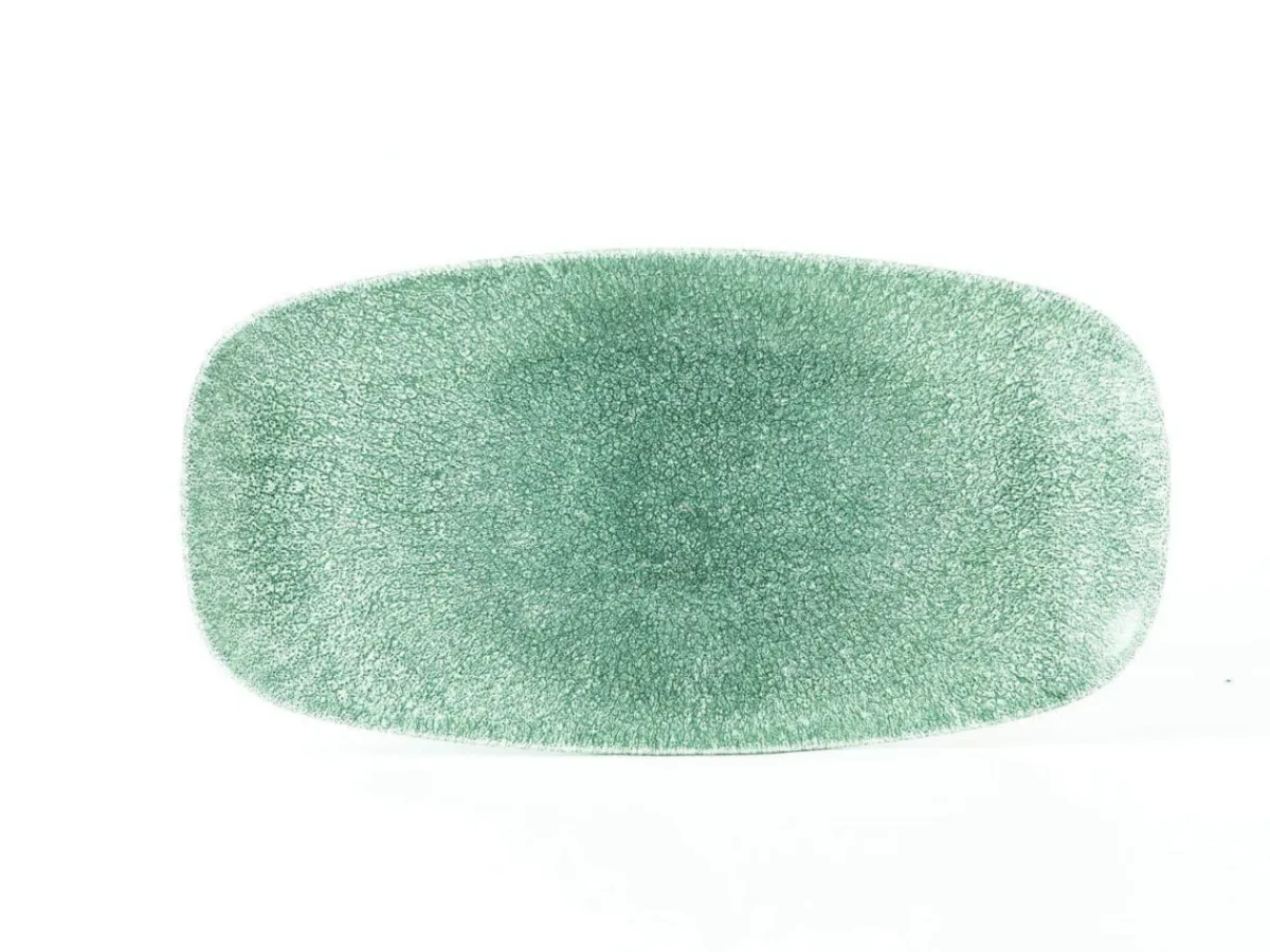 Assiette plate rectangulaire bleu porcelaine vitrifiée 29,8x15,3 cm Raku Topaz - CHURCHILL Hot
