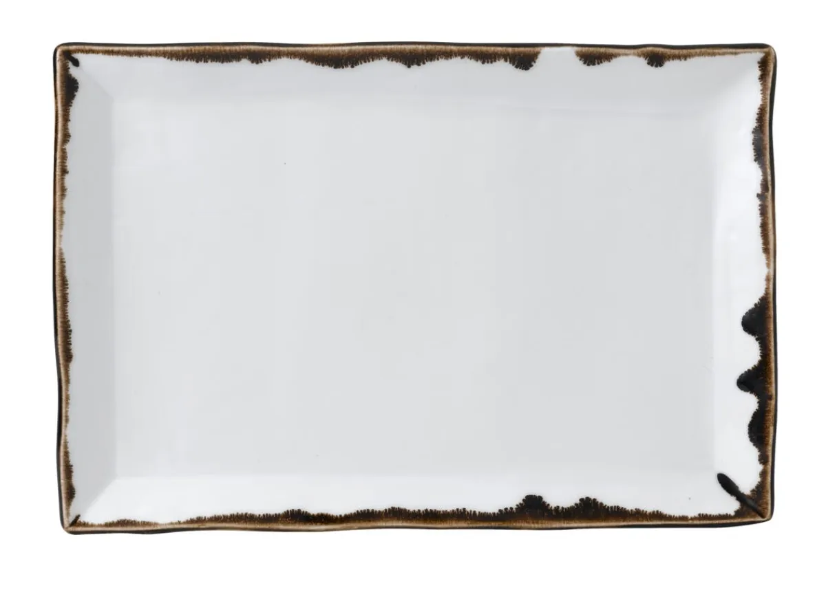 Assiette plate rectangulaire Natural porcelaine vitrifiée 34,5x23,3 cm Harvest - DUDSON Clearance