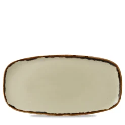 Assiette plate rectangulaire Linen porcelaine vitrifiée 29,8x15,3 cm Harvest - DUDSON New