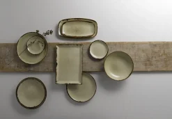 Assiette plate rectangulaire Linen porcelaine vitrifiée 29,8x15,3 cm Harvest - DUDSON New