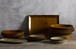Assiette plate rectangulaire marron porcelaine vitrifiée 35,5x18,9 cm Harvest - DUDSON