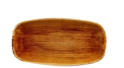 Assiette plate rectangulaire Vintage Copper porcelaine vitrifiée 29,8x15,3 cm Stonecast Patina - CHURCHILL Clearance