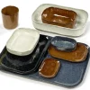 Assiette plate rectangulaire brun grès émaillé 9,8x6,5 cm Merci - SERAX Discount