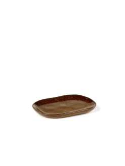 Assiette plate rectangulaire brun grès émaillé 9,8x6,5 cm Merci - SERAX Discount