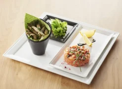 Assiette plate rectangulaire blanc porcelaine culinaire 26,3x13 cm Time Square - REVOL Online