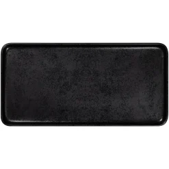 Assiette plate rectangulaire noir porcelaine 32x16 cm Fractal - RAK Hot