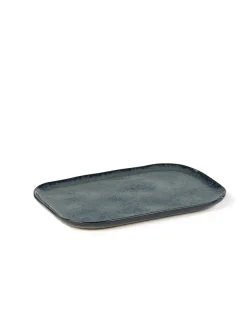 SERAX Assiette plate rectangulaire bleu grès émaillé 23x15 cm Merci Hot