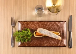 RAK Assiette plate rectangulaire marron porcelaine vitrifiée 33,8x18,3 cm Woodart Outlet