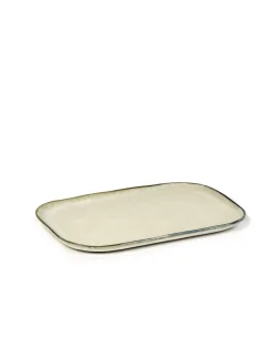 Assiette plate rectangulaire ivoire grès émaillé 23x15 cm Merci - SERAX Hot